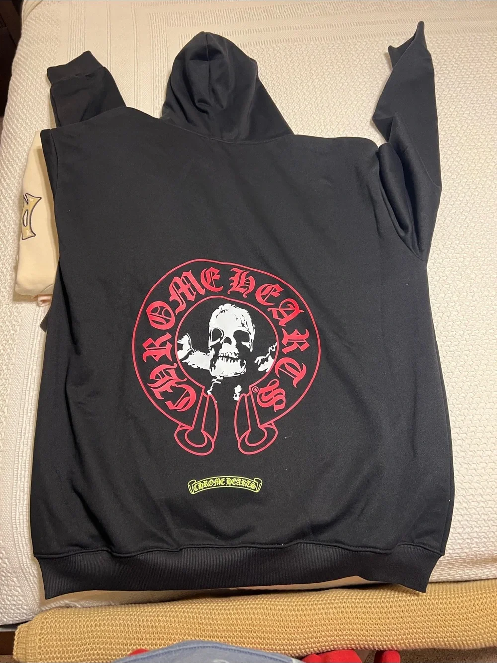 Chrome Hearts Black Hooded Pullover with Logo Tags